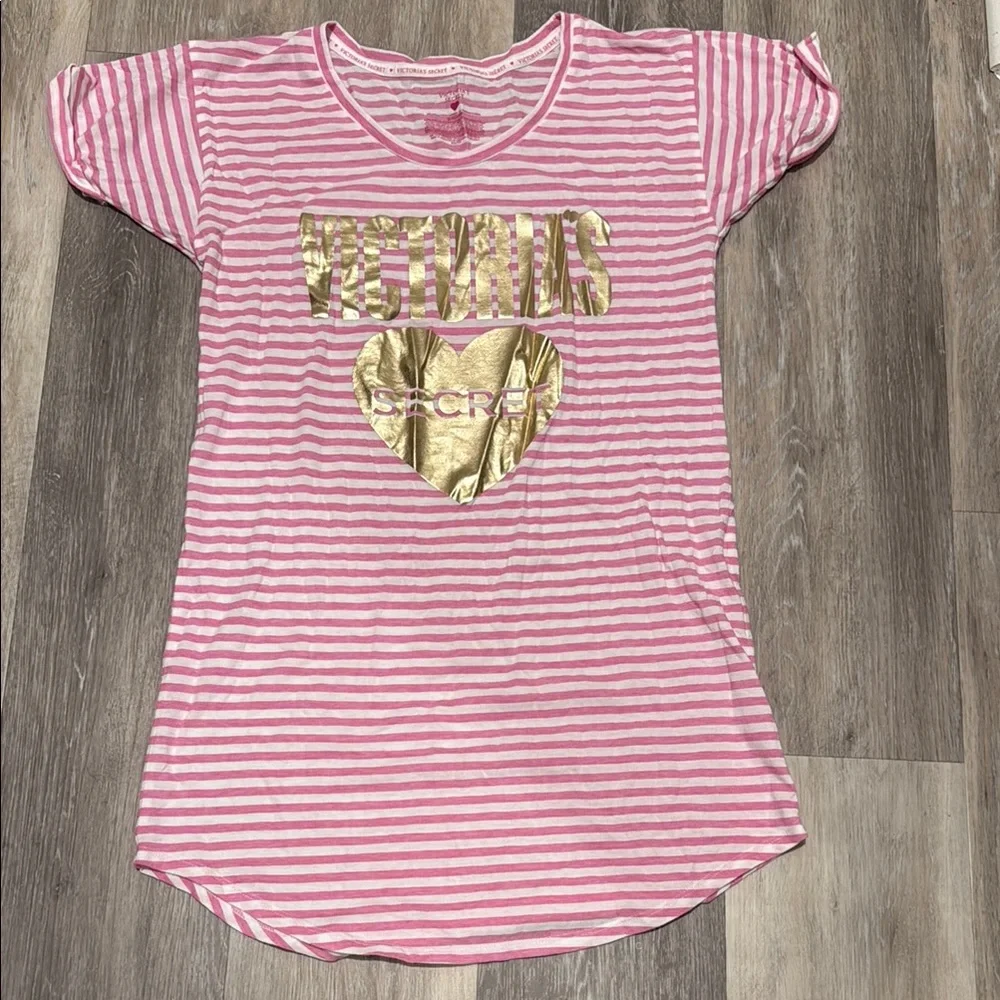 Victoria's Secret Pink and Gold Striped Nightgown